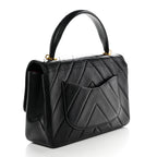 Chanel Lambskin Chevron Quilted Mini Kelly Flap Black