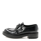 Prada Spazzolato Metal Triangle Logo 50mm Loafers 40 Black