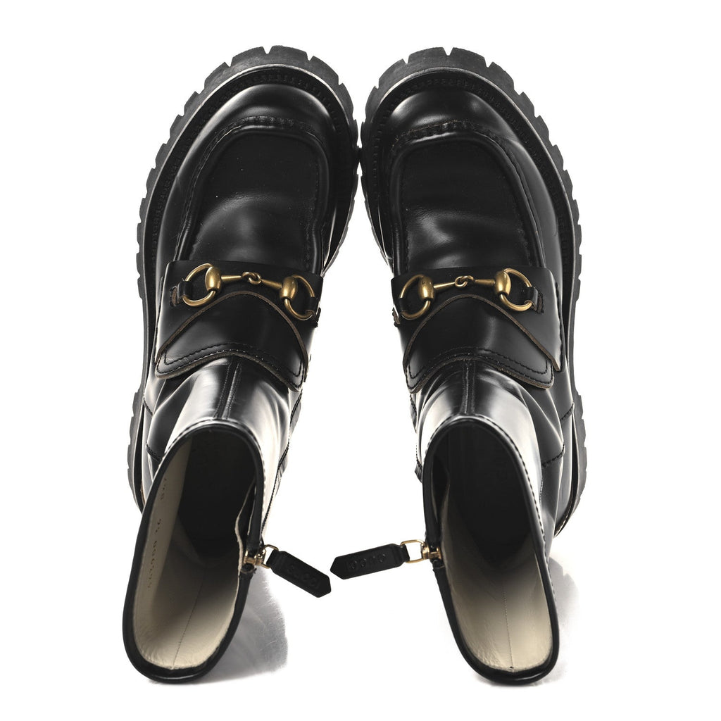 Gucci Cordovan Lux Womens Harald Horsebit 25mm Platform Boots 36 Black