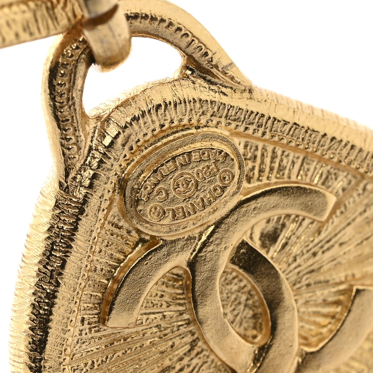 Chanel Metal CC Tags Drop Earrings Gold Pink