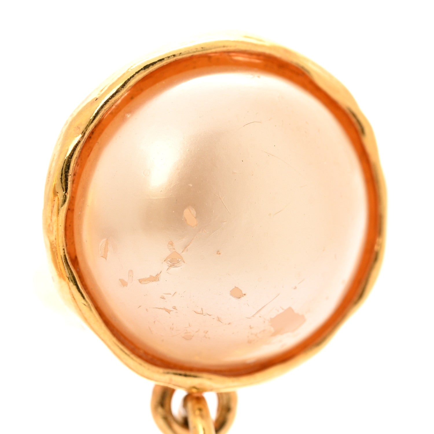 Chanel Pearl Crystal CC Drop Clip On Earrings Gold