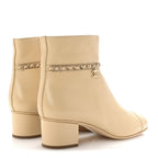 Chanel Calfskin Cap Toe Chain Short Boots 41 Beige