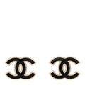 Chanel Metal Enamel CC Earrings Black Gold