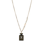 Chanel Resin Strass Pearl Perfume Bottle CC Necklace Black Gold