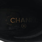 Chanel Shiny Calfskin Quilted Lace Up Combat Boots 38.5 Black