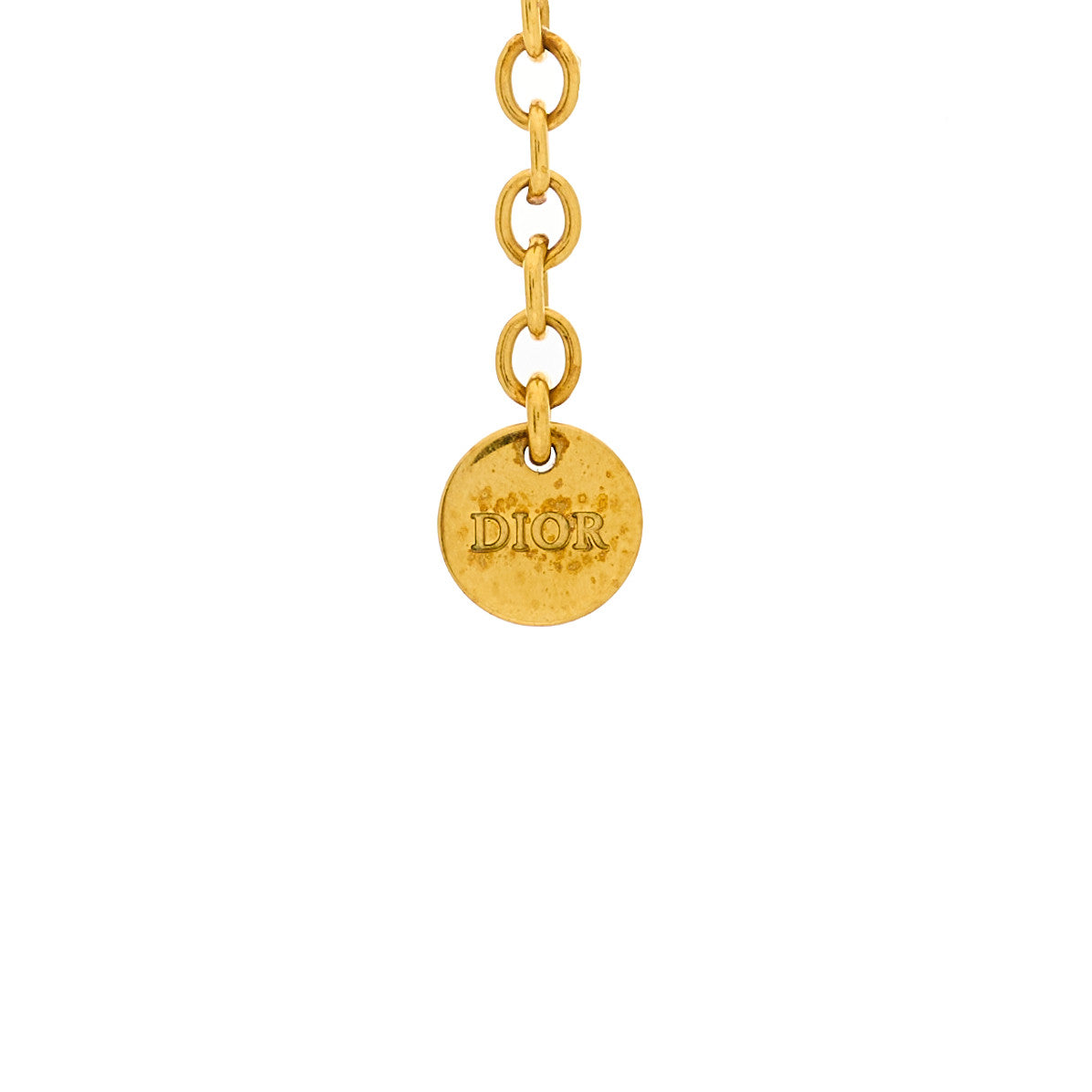 Christian Dior Metal Pearl CD Necklace Gold Black