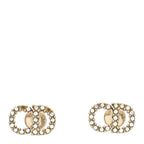 Christian Dior Strass Crystal CD Earrings Gold