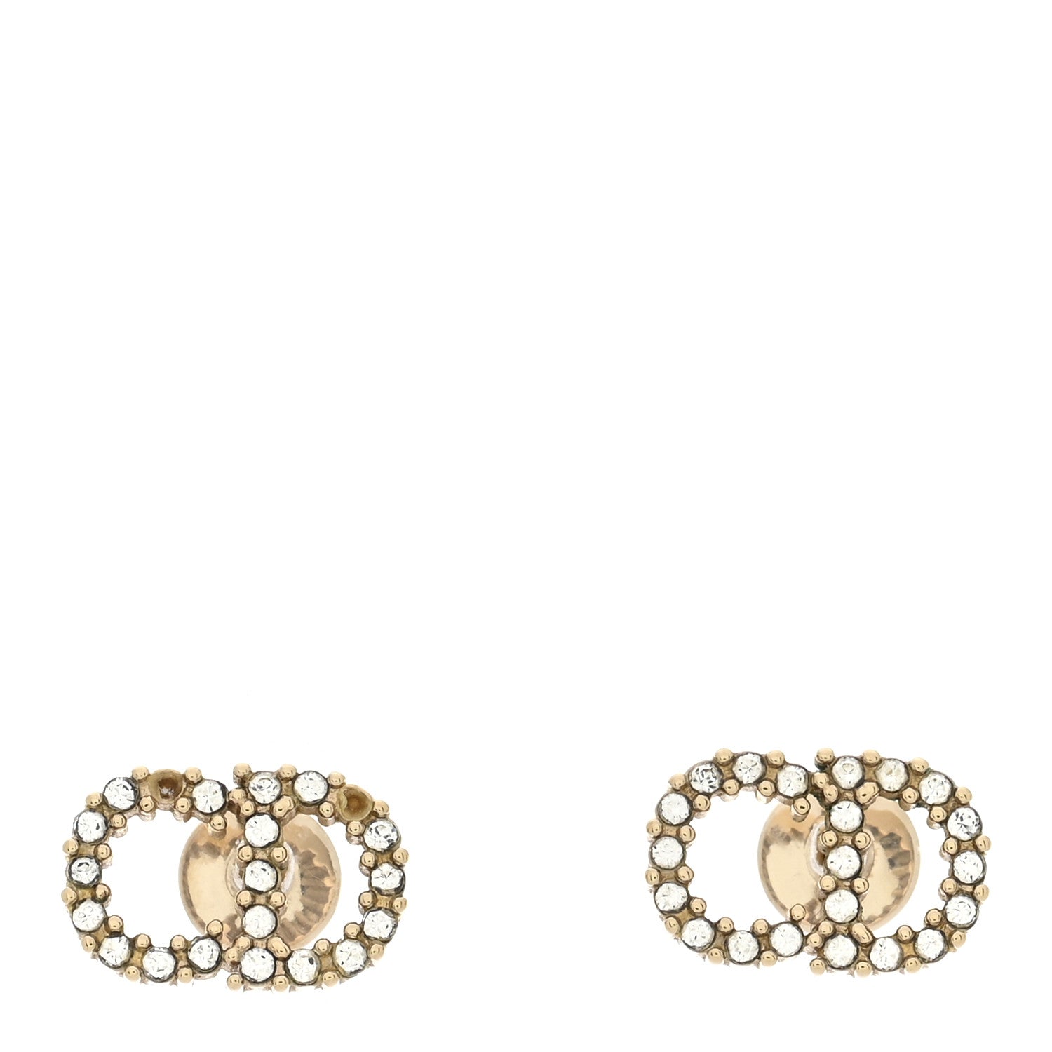 Christian Dior Strass Crystal CD Earrings Gold