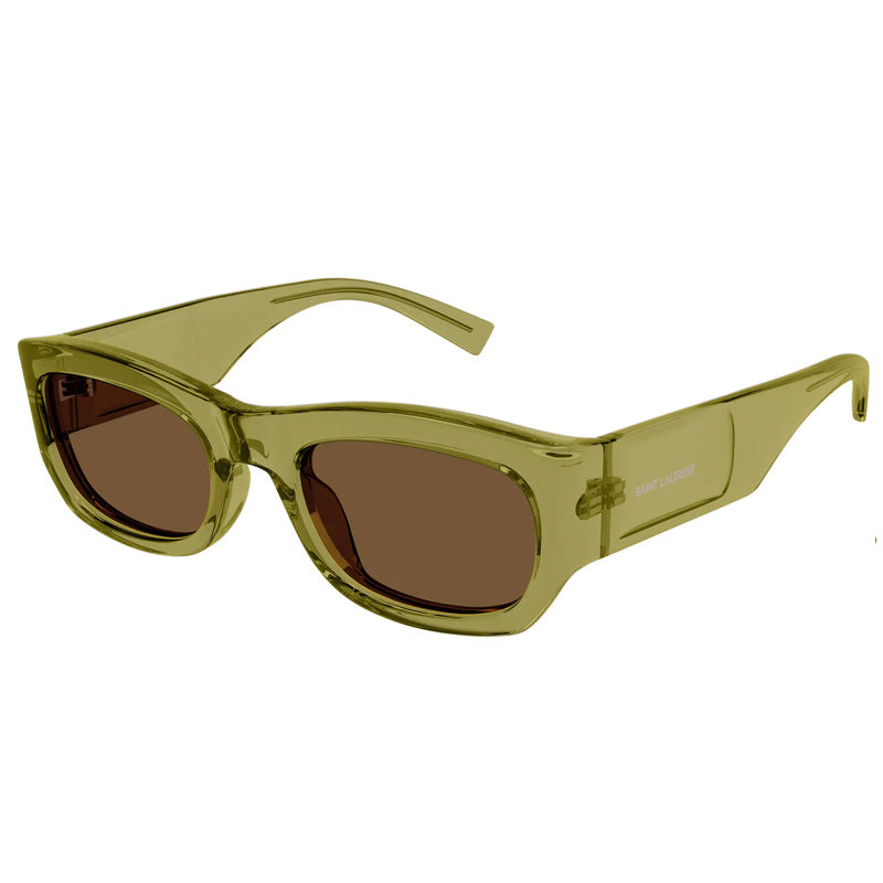 Saint Laurent Sunglasses Rectangle Full Rim, Transparent Brown Frame and Brown Lens SL713003