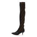 Fendi Nappa Microfiber Fabric FF Rockoko Thigh High Boots 37 Ebano Tobacco Black