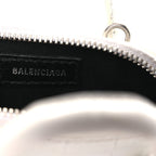 Balenciaga Calfskin Logo Crocodile Embossed Mini Ville Top Handle Bag White Black