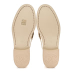 Chanel Shiny Calfskin Logo Loafers 39.5 Beige
