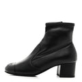 Chanel Stretch Lambskin Cap Toe CC Uniform Short Boots 36 Black