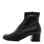 Chanel Stretch Lambskin Cap Toe CC Uniform Short Boots 36 Black