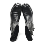 Prada Calfskin Double Buckle Combat Boots 37 Black