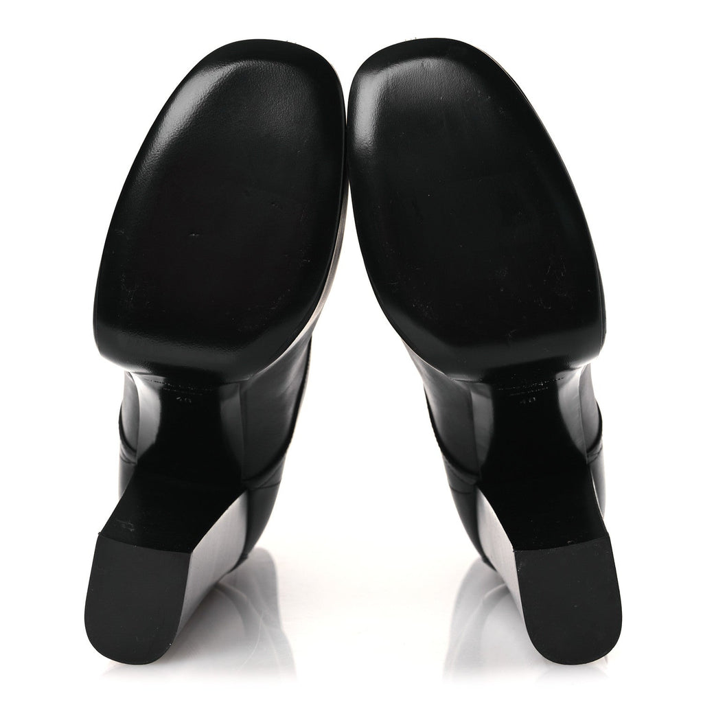 Saint Laurent Calfskin Mina Lace Up Platform Boots 40 Black