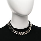 Saint Laurent Metal Curb Chain Necklace Oxidized Silver