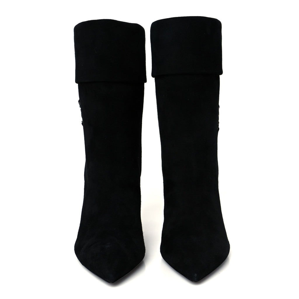 Saint Laurent Kid Scamosciato Niki 85 Wedge Booties 36 Black
