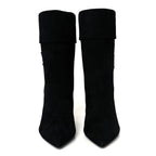 Saint Laurent Kid Scamosciato Niki 85 Wedge Booties 36 Black