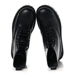 Balenciaga Calfskin Womens Strike 20mm Lace Up Boots 38 Black
