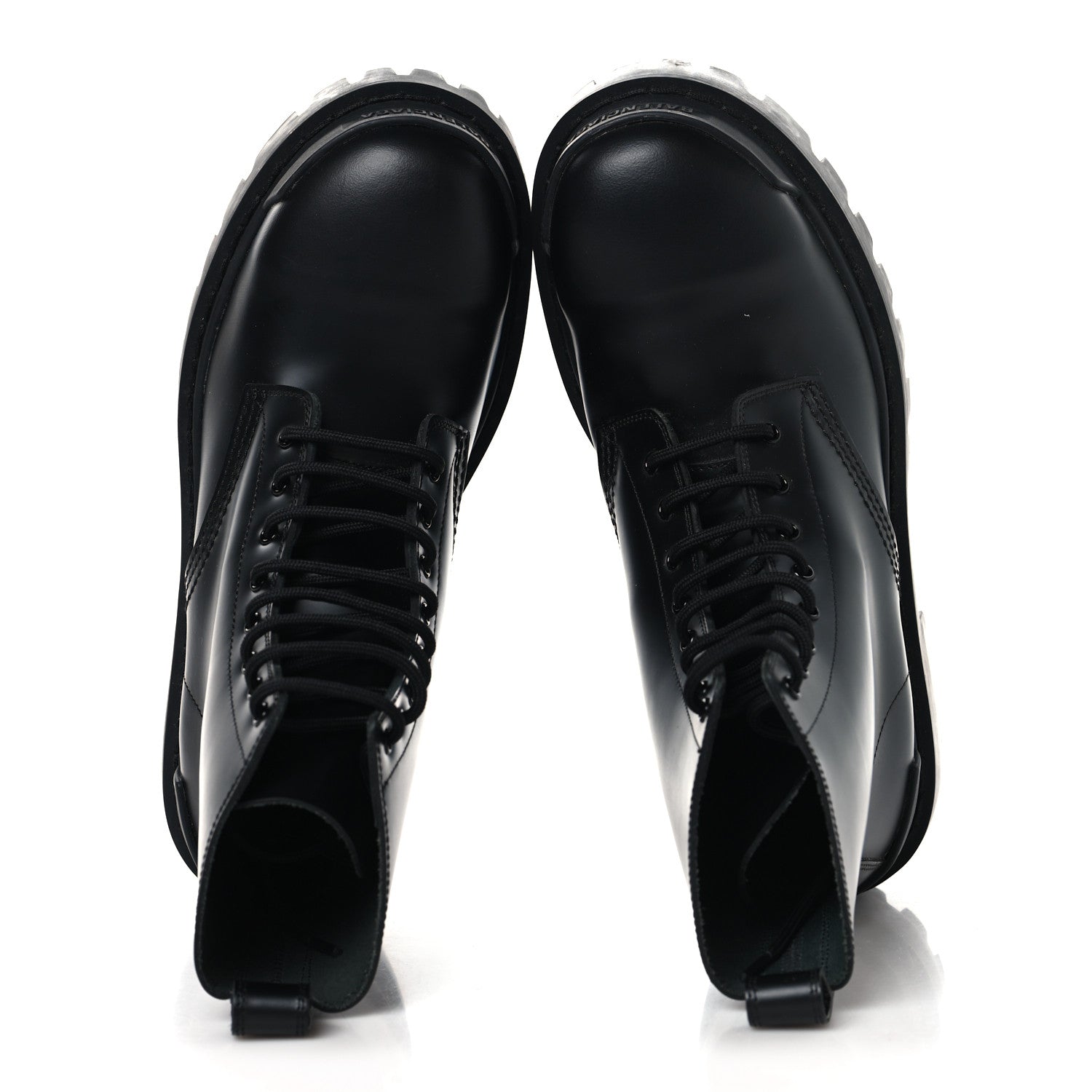 Balenciaga Calfskin Womens Strike 20mm Lace Up Boots 38 Black