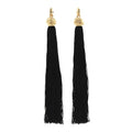 Saint Laurent Metal Knot Tassel Clip On Earrings Gold Black