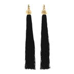 Saint Laurent Metal Knot Tassel Clip On Earrings Gold Black