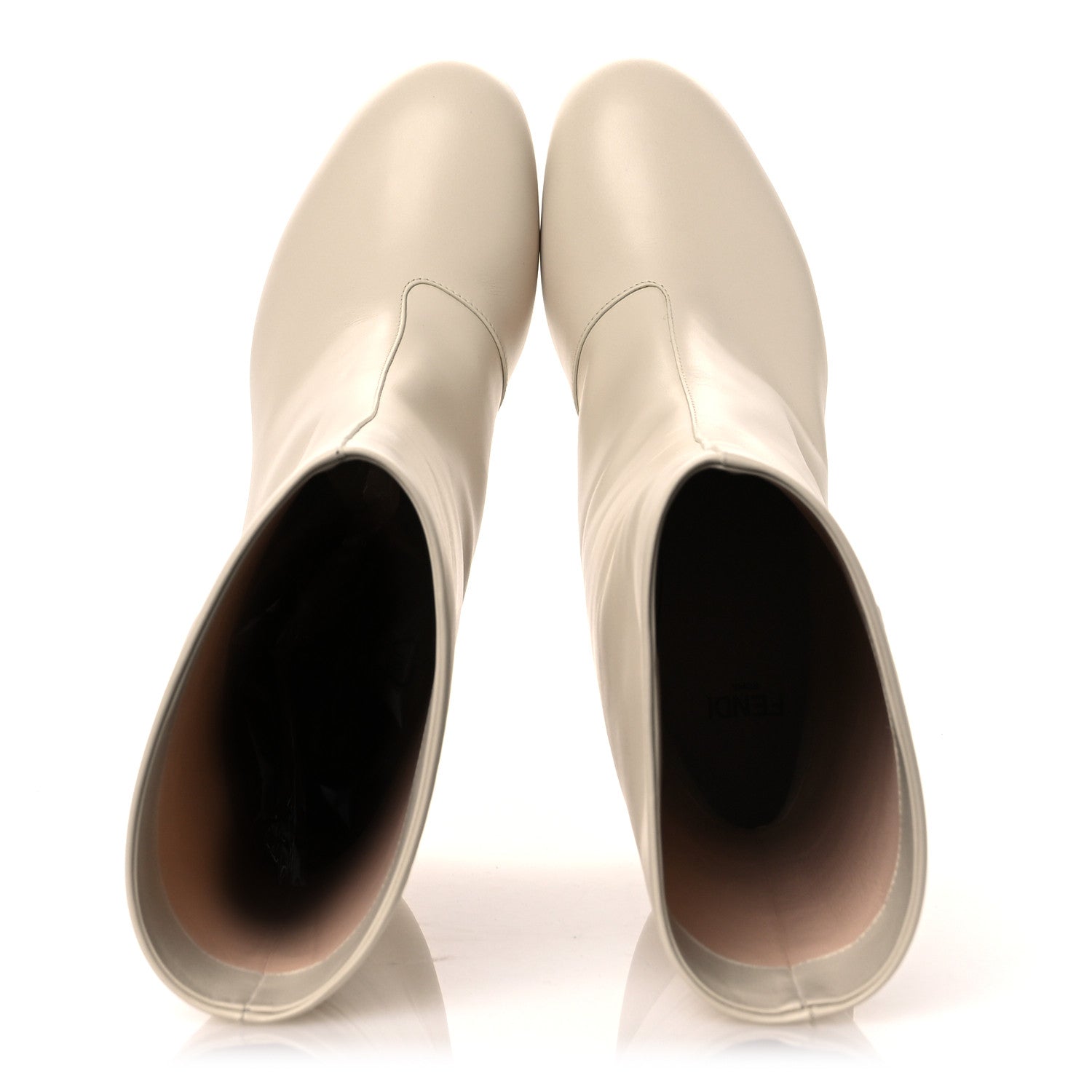 Fendi Vitello Karligraphy Logo FF Ankle Boots 35 White