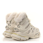 Balenciaga Mesh Nylon Faux Fur Womens Track Hike Sneakers 37 White