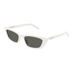 Saint Laurent Sunglasses Cat Eye Full Rim, White Frame and Grey Lens SL277011
