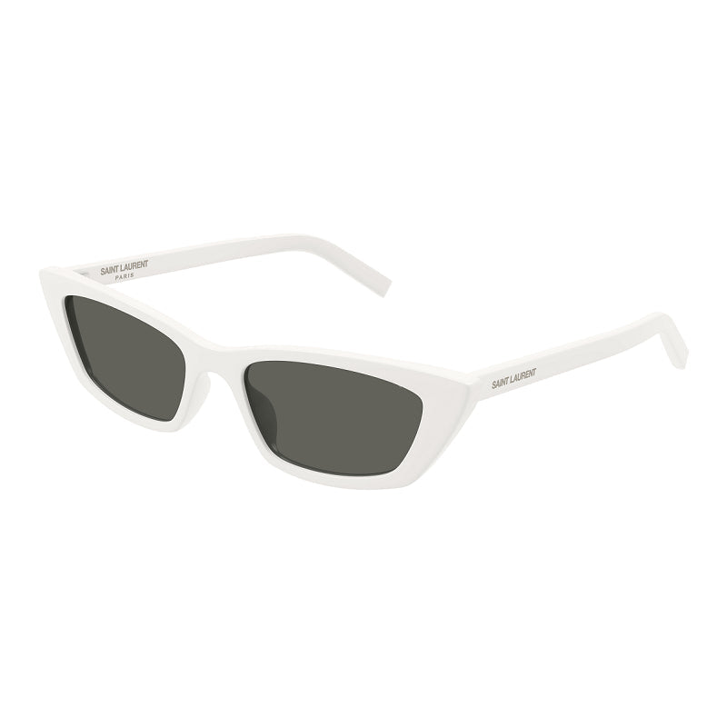Saint Laurent Sunglasses Cat Eye Full Rim, White Frame and Grey Lens SL277011
