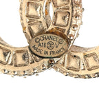 Chanel Crystal CC Earrings Light Gold