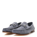 Gucci Luxury Suede Guccissima Mens Horsebit Mocassin Loafers 9.5 Foggy Grey