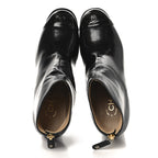 Chanel Shiny Crumpled Calfskin CC Cap Toe Ankle Boots 35.5 Black