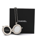 Chanel Resin Crystal Lambskin Ball Mirror Necklace Black Silver