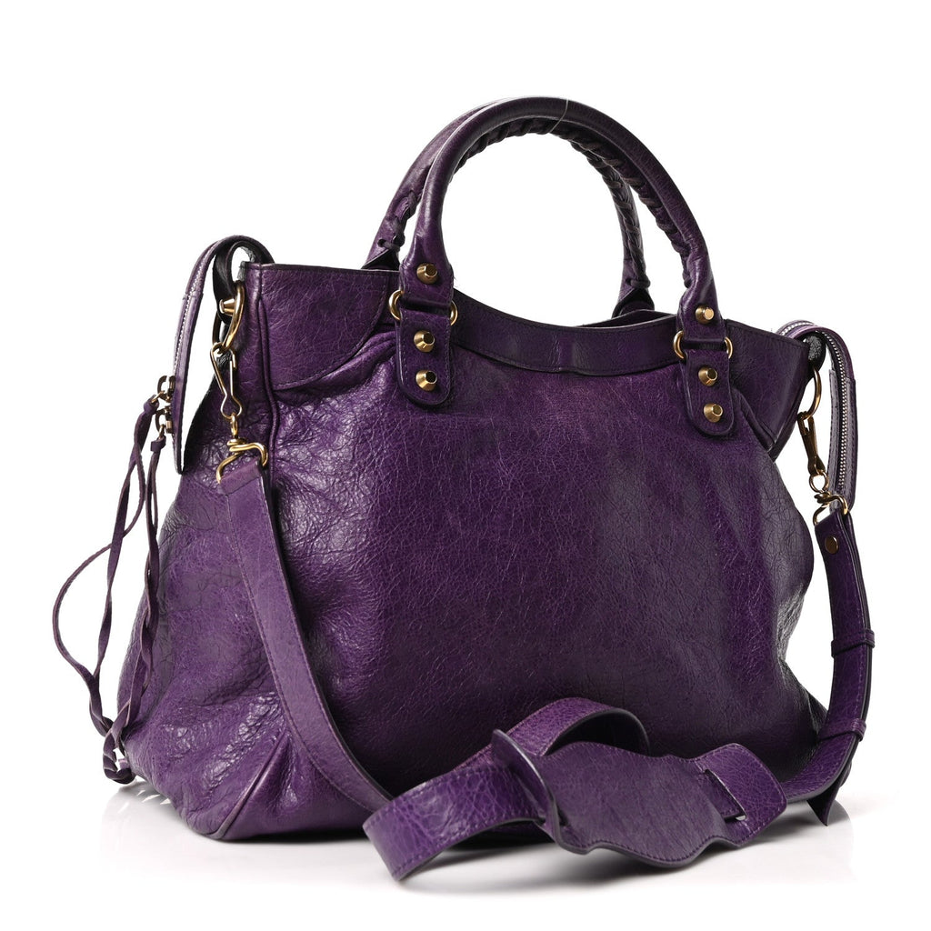 Balenciaga Agneau Classic Gold Hardware Velo Dark Violet
