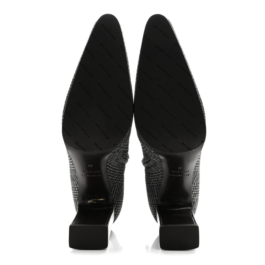 Balenciaga Wool Plaid Ankle Boots 41 Black White