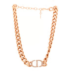 Christian Dior Metal Crystal 30 Montaigne Necklace Rose Gold