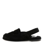 Chanel Suede Calfskin CC Slingback Loafers 39 Black