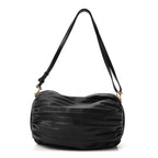 Loewe Lambskin Pleated Bracelet Pouch Shoulder Bag Black