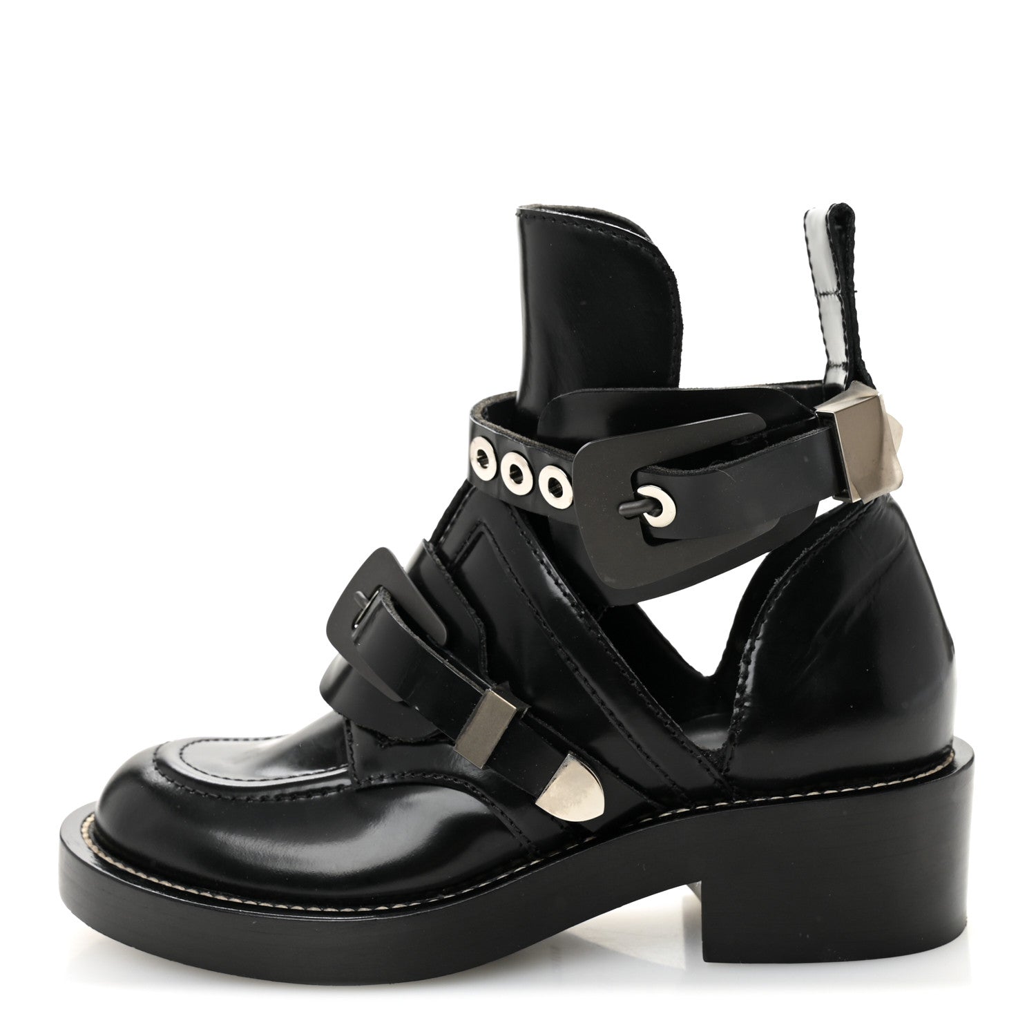 Balenciaga Brushed Calfskin Ceinture Ankle Boots 36.5 Black
