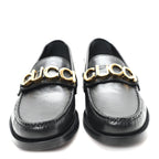 Gucci Goatskin Womens Logo 15mm Loafers 35.5 Black