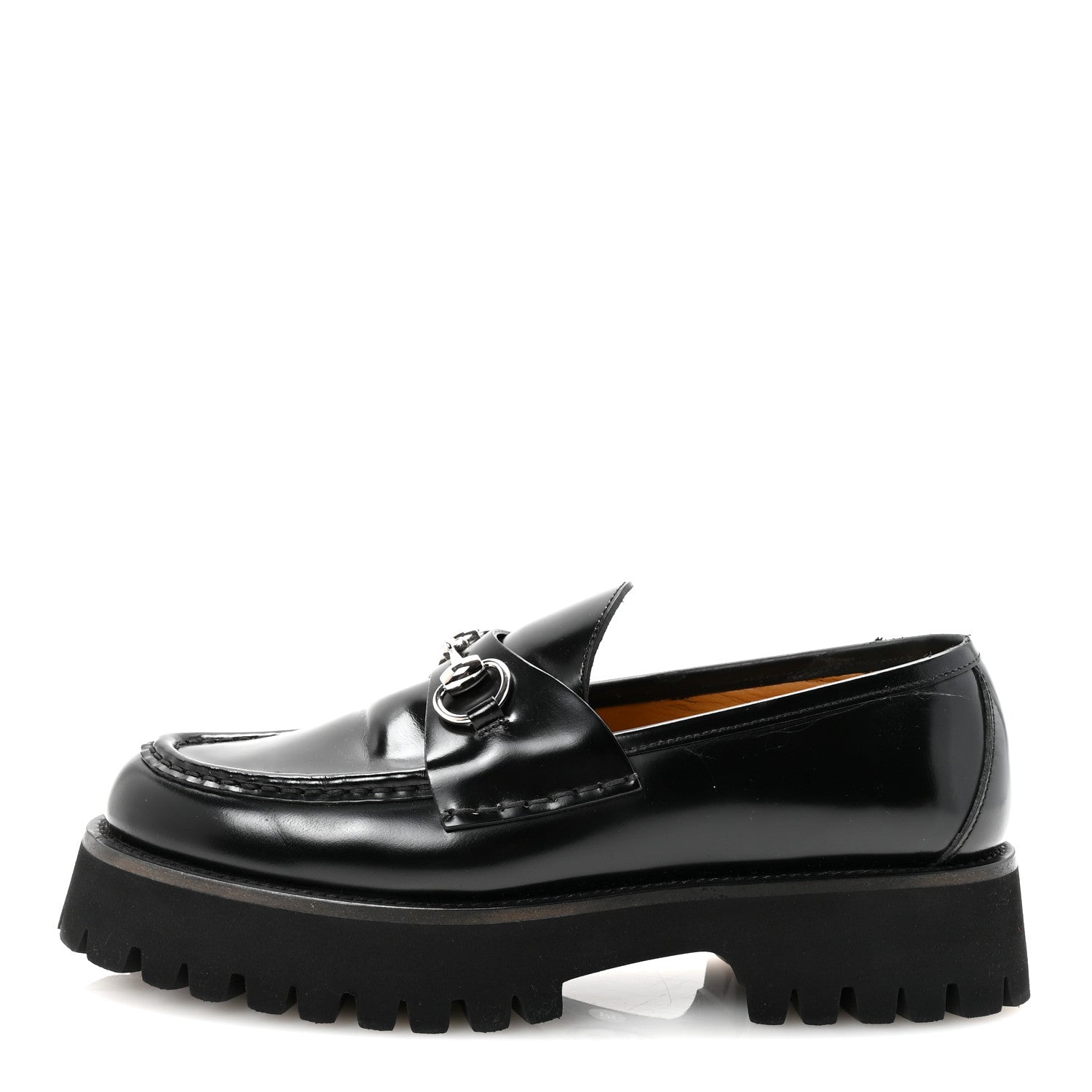 Gucci Cordovan Lux Womens Horsebit 45mm Platform Loafers 39 Black