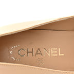 Chanel Lambskin Cap Toe Metal Heel Pumps 37.5 Beige Black