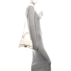 Balenciaga Denim Patchwork Small Hourglass Top Handle Bag White