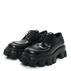 Prada Spazzolato Rois Monolith 55mm Derby Loafers 8 Black