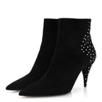 Saint Laurent Suede Studded Kiki 85 Zip Boot 37 Black