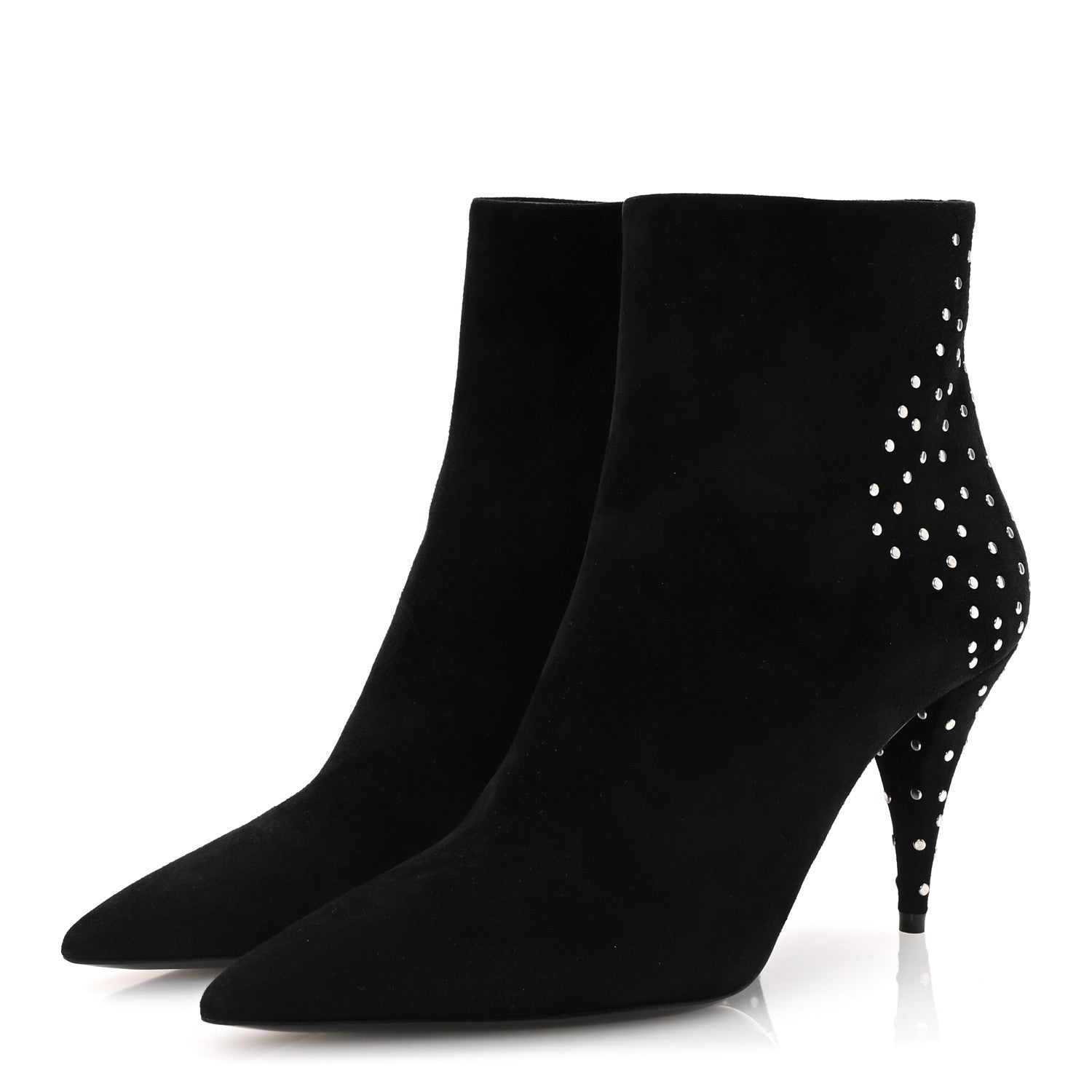 Saint Laurent Suede Studded Kiki 85 Zip Boot 37 Black