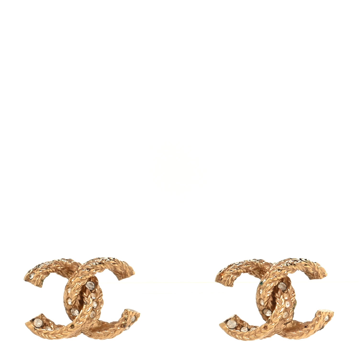 Chanel Crystal Twisted CC Earrings Gold