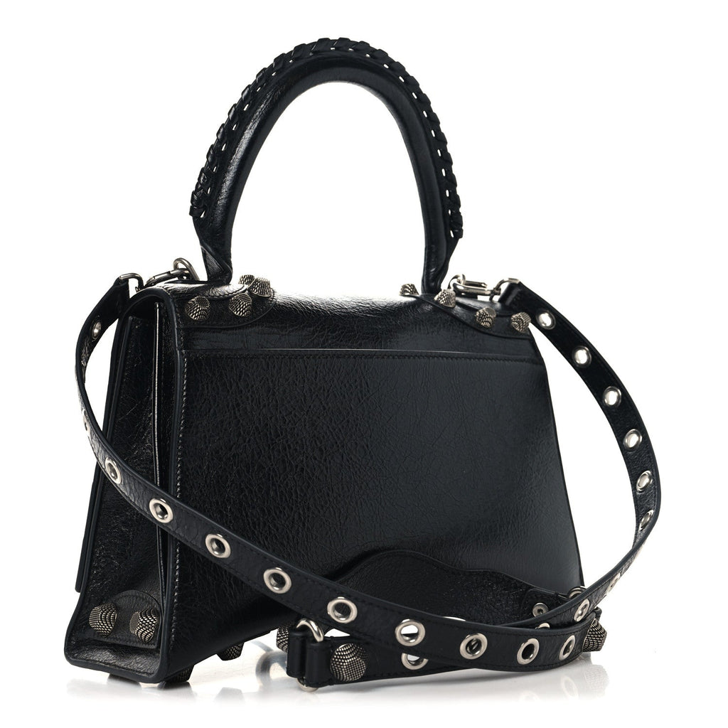 Balenciaga Arena Lambskin Medium Hourglass X Le Cagole Top Handle Bag Black